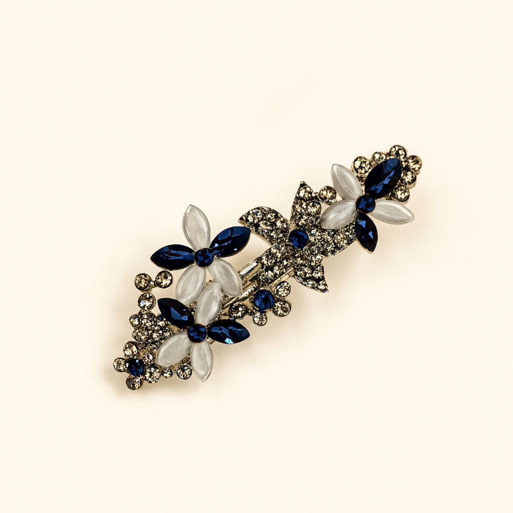 Květinová francouzská spona LUASE modrá2